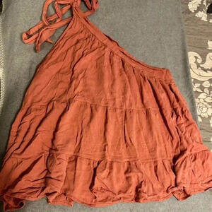 Entro coral one shoulder tie top size M